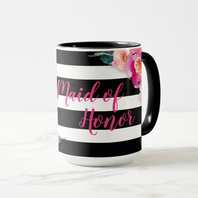 Criada rayada floral de la taza del honor (Anverso derecho)