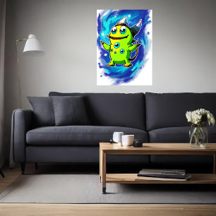 criatura alienígena verde muchos ojos   Arte IA