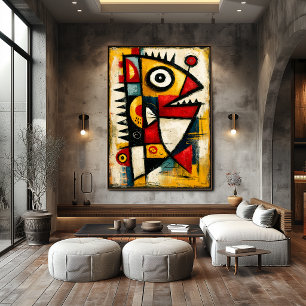 Criatura Cubista Primitiva Arte de Pared Abstracto