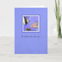 Criaturas del mar Tarjeta de Aniversario del Pesca
