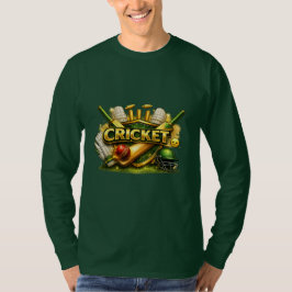 Cricket Gold Emblema Deporte Camiseta Manga Larga 