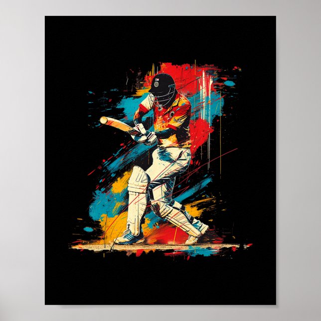 Cricketero Artístico Sobre Críquet de Arte Abstrac (Frente)