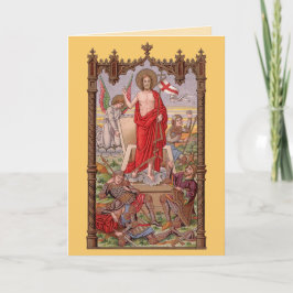 Crimen de pie con soldados en la tarjeta de Pascua