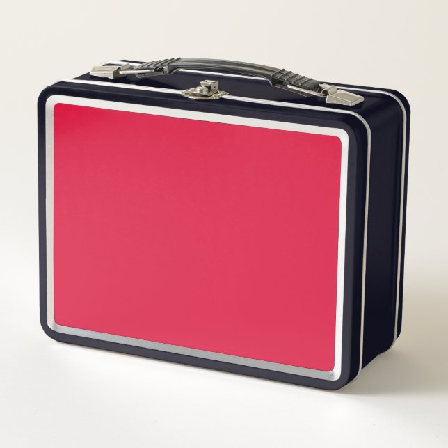 Crimson + Beige Lonchera de metal personalizada (Anverso)