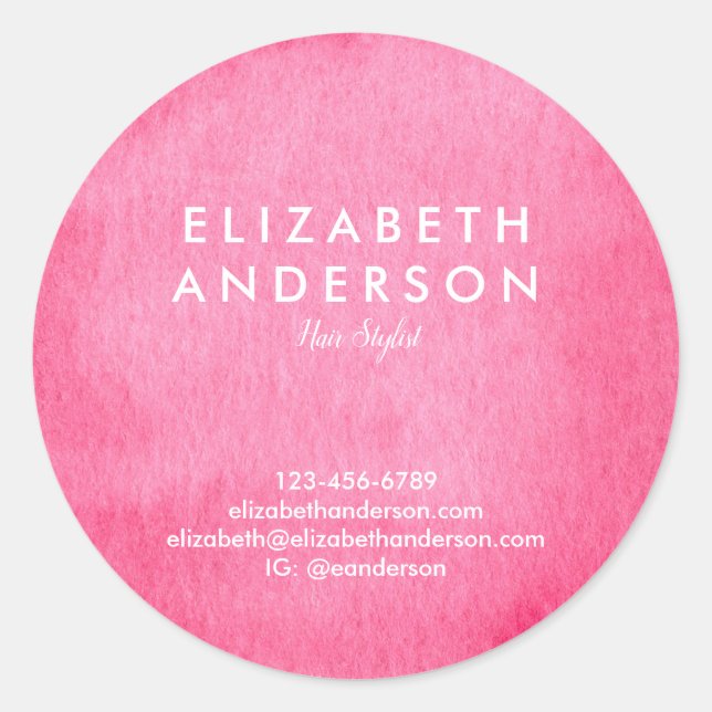 Crimson de color de agua Pegatina redondo clásico (Anverso)