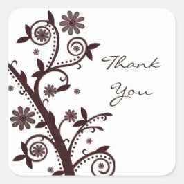 Crimson Floral Swirl Gracias Pegatina