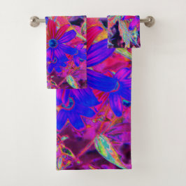 Crimson psicodélico retro y flores silvestres mage