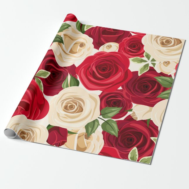 Crimson Rosas de Crema Roja envueltos en papel (Desenrollado)
