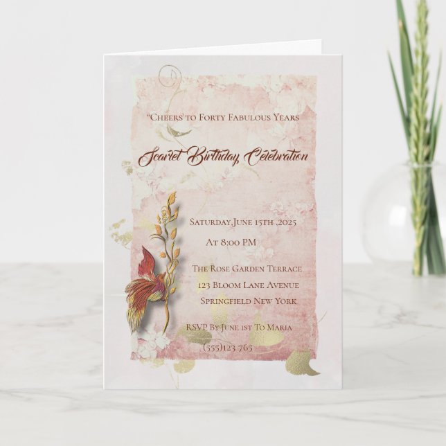 Crimson susurra la invitación de cumpleaños número (Anverso)