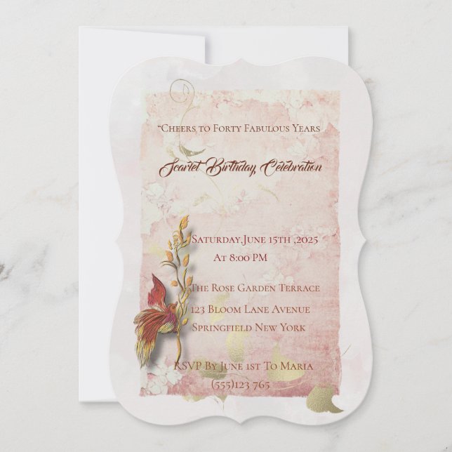 Crimson susurra la invitación de cumpleaños número (Anverso)