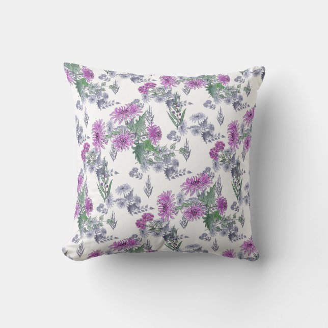 Crisantemo de Lilac , almohada de lanzamiento de a (Anverso)