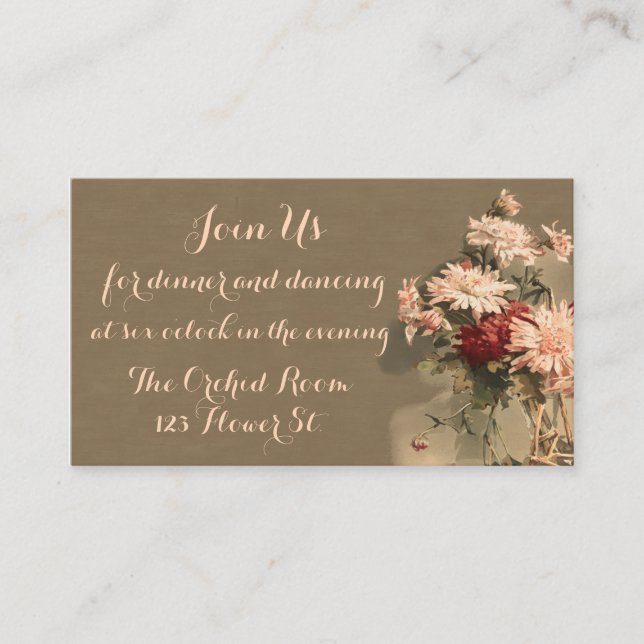 Crisantemo en las tarjetas de recepción de botella (Anverso)