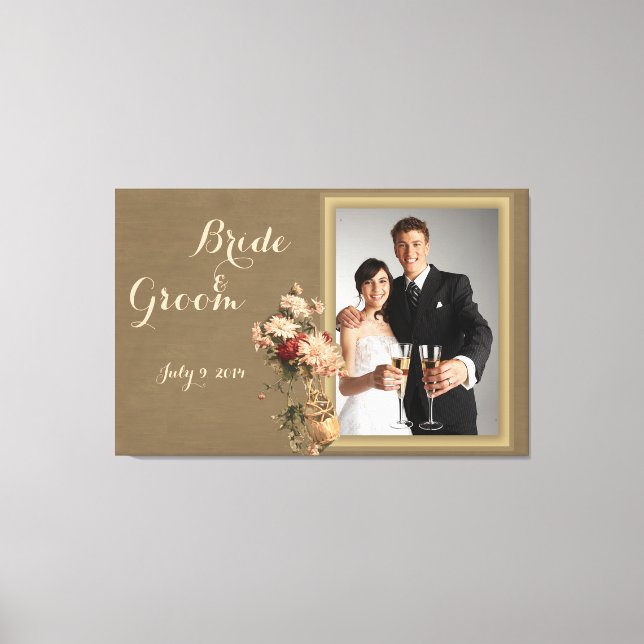 Crisantemo en un lienzo Keepsake Boda de botellas (Anverso)