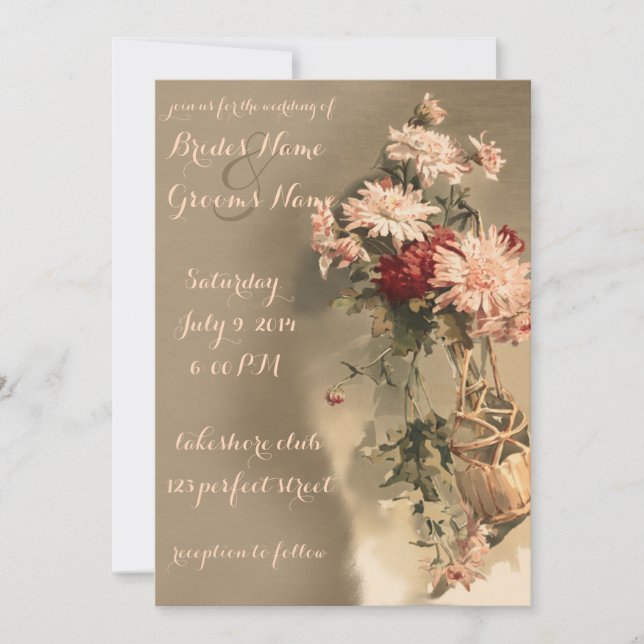 Crisantemo en una invitación a la boda de botellas (Anverso)