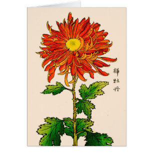 Crisantemo japonés vintage. Naranja y oro