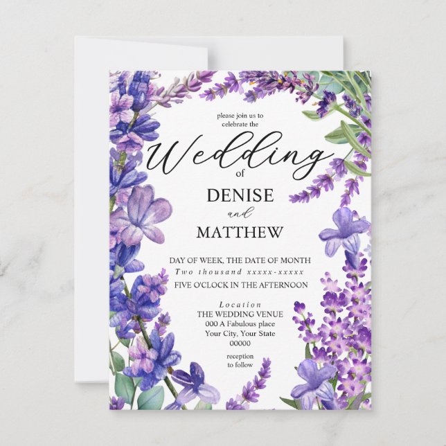 Crisantemo Romántico en Invitación Blanca Brillant (Anverso)