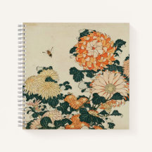 Crisantemos de Hokusai y cuaderno de herradura
