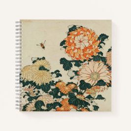Crisantemos de Hokusai y cuaderno de herradura