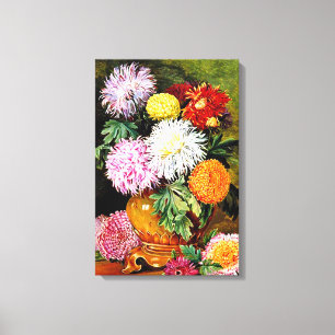 Crisantemos japoneses, pintura de arte fino