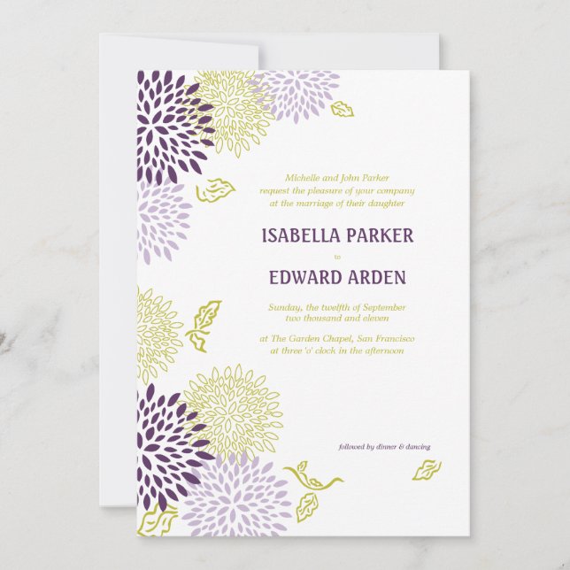 Crisantemos que casan la invitación 5 x 7 (Anverso)