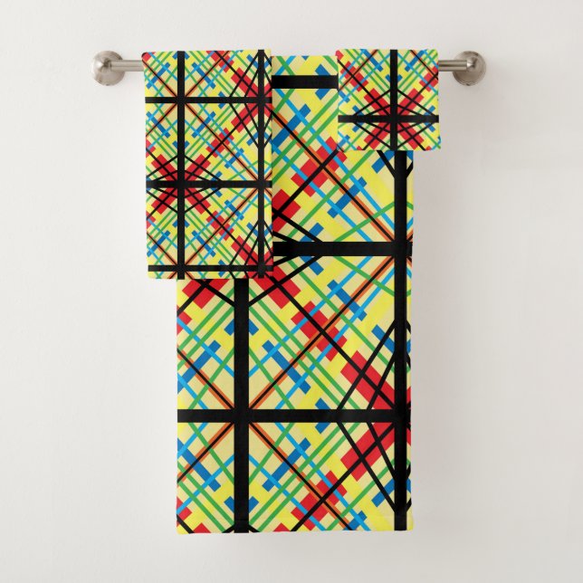 Crisscross rayas de arcoiris Patrón de toallas de  (In situ)