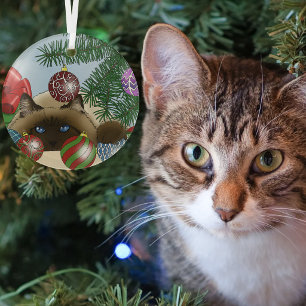 Cristal Adorno de Bola de Navidad Gato Siamés Divertido
