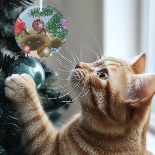 Cristal Adorno de Bola de Navidad Gato Siamés Divertido