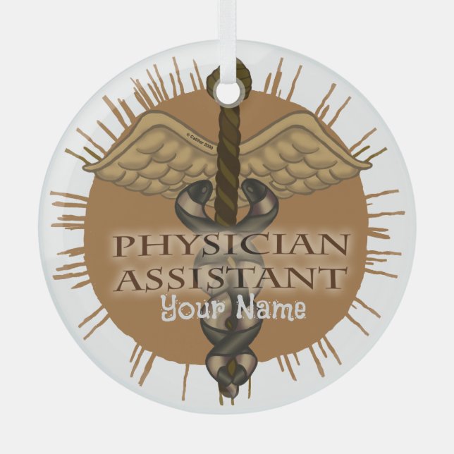 Cristal Adorno de Caduceo de Asistente Médico (Anverso)