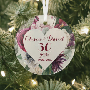 Cristal Adorno de cerámica para aniversario número 30 con 
