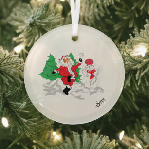 Cristal Adorno de Círculo de Vidrio: Santa Claus