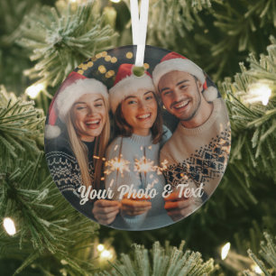 Cristal Adorno de foto familiar de Navidad personalizado 2
