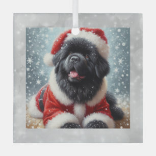 Cristal Adorno de Navidad de Santa Cachorro Newf