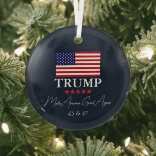 CRISTAL ADORNO DE NAVIDAD DE VIDRIO DEL PRESIDENTE DONALD 