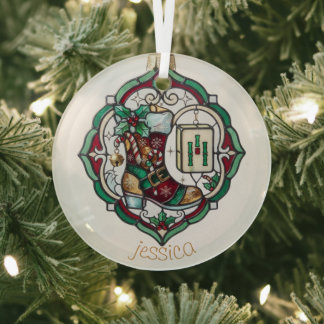 Cristal Adorno de Navidad de Vidrio Emplomado Mahjong
