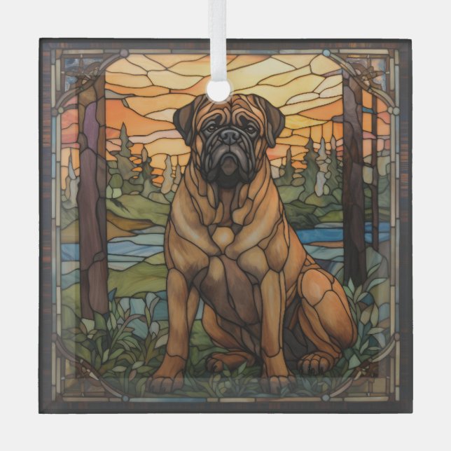 Cristal Adorno de perro Bullmastiff (Anverso)