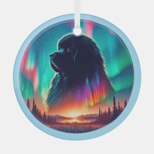 Cristal Adorno de perro de Terranova Aurora (Anverso)