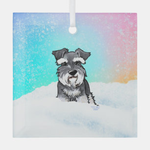 Cristal Adorno de Schnauzer de Invierno