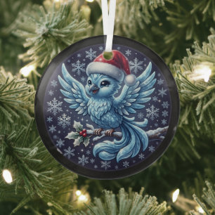 Cristal Adorno de sombrero de Santa para pájaro azul de in