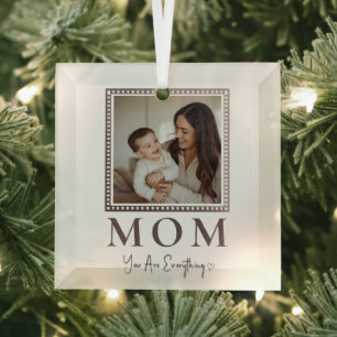 Cristal Adorno de Vidrio con Foto Personalizada de Mamá Mo