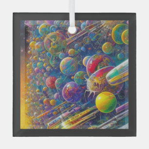 Cristal adorno de vidrio cuadrado Carrera Espacial