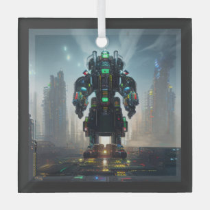 Cristal Adorno de vidrio cuadrado Robot 4