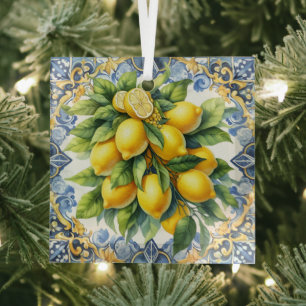 Cristal Adorno de Vidrio de Limones Italianos de Navidad