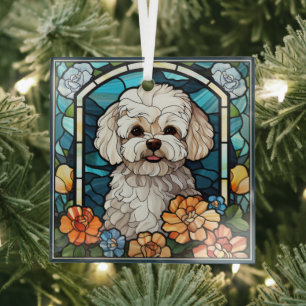 Cristal Adorno de vidrio de perro Bichon Frise 