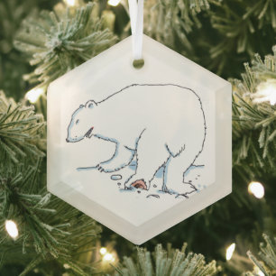 Cristal Adorno de vidrio en forma de hexágono de oso polar