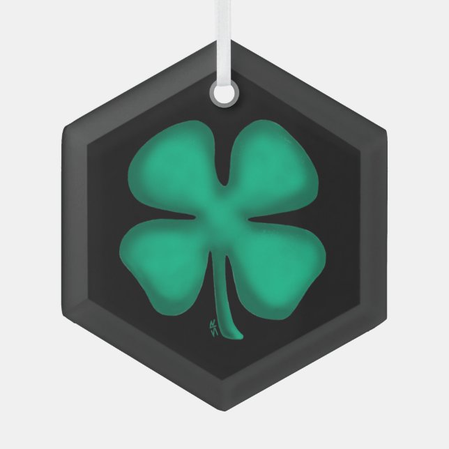 Cristal Adorno de vidrio hexagonal Black Irish (Anverso)