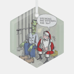 Cristal Adorno de vidrio hexagonal Santa en la cárcel