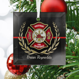 Cristal Adorno personalizado de cruz de Malta para bombero