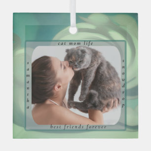 Cristal Adorno Recuerdo de Foto de Mascota de Vida de Mamá