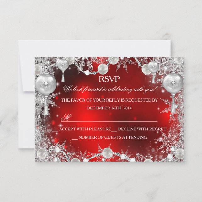Cristal de copo de nieve rojo RSVP de Navidad (Anverso)