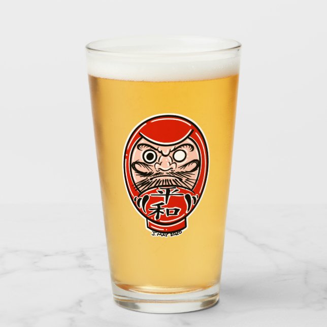 Cristal de pinta de cerveza Daruma Doll (Anverso (lleno))